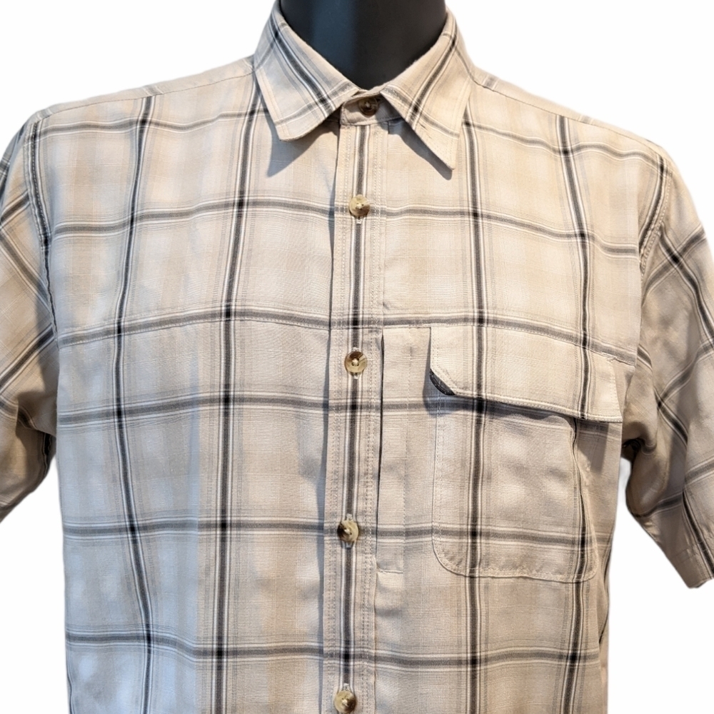 2/$20 The North Face Beige Plaid Button Front Shirt Large Short Sleeves